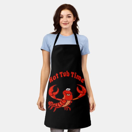 Crawfish Cartoon Design voegt tekst toe, Apron Schort (Gedragen)