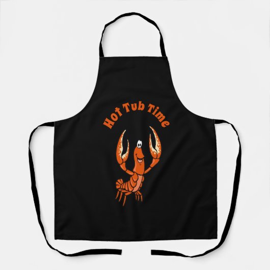 Crawfish Cartoon Design voegt tekst toe, Apron Schort (Voorkant)