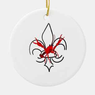Crawfish en Fleur de Lis Metal Art Keramisch Ornament