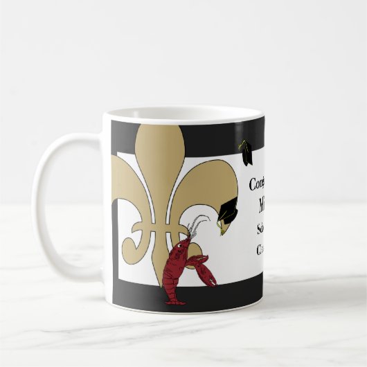 Crawfish Fleur de Lis Afstuderen Black Gold Koffiemok (Links)