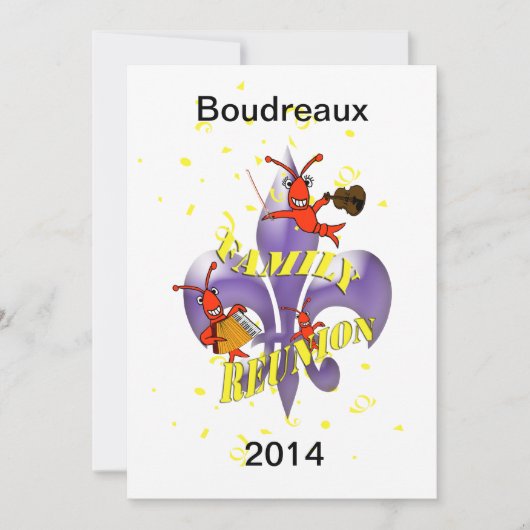 Crawfish Fleur de Lis Family Reunion Kaart (Voorkant)