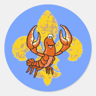 Crawfish Fleur De Lis Ronde Sticker