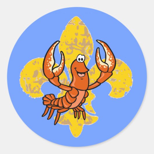 Crawfish Fleur De Lis Ronde Sticker (Voorkant)