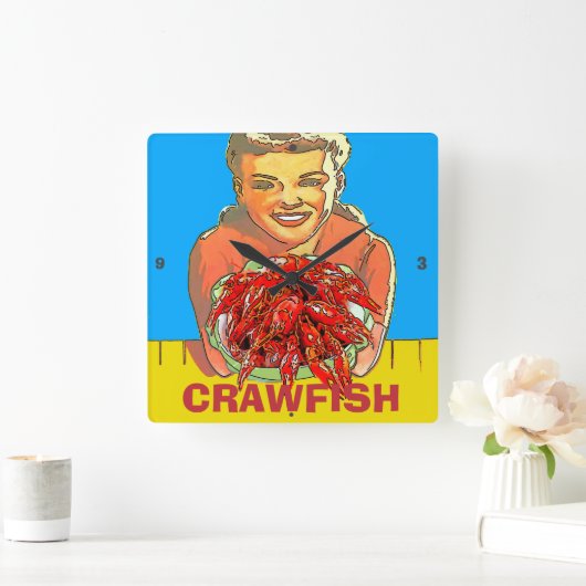 Crawfish Gal Clock Vierkante Klok (Huis)