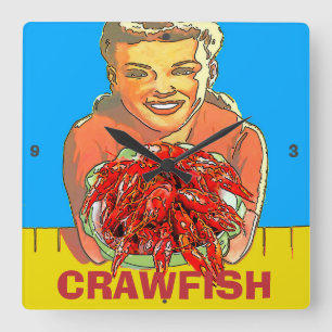 Crawfish Gal Clock Vierkante Klok