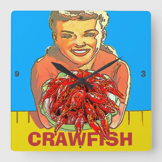 Crawfish Gal Clock Vierkante Klok (Voorkant)