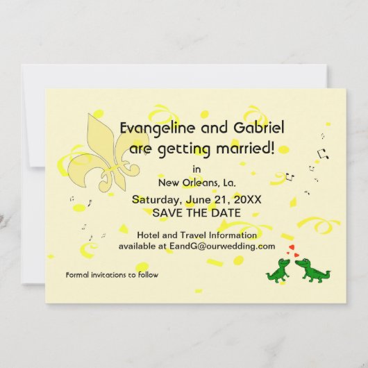 Crawfish Gold Fleur de Lis Save the Date Cards (Achterkant)