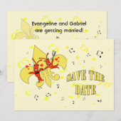 Crawfish Gold Fleur de Lis Save the Date Cards (Voorkant / Achterkant)