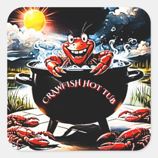 Crawfish Hot Tub Vierkante Sticker (Voorkant)