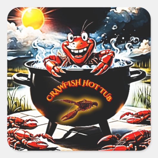 Crawfish Hot Tub Vierkante Sticker (Voorkant)