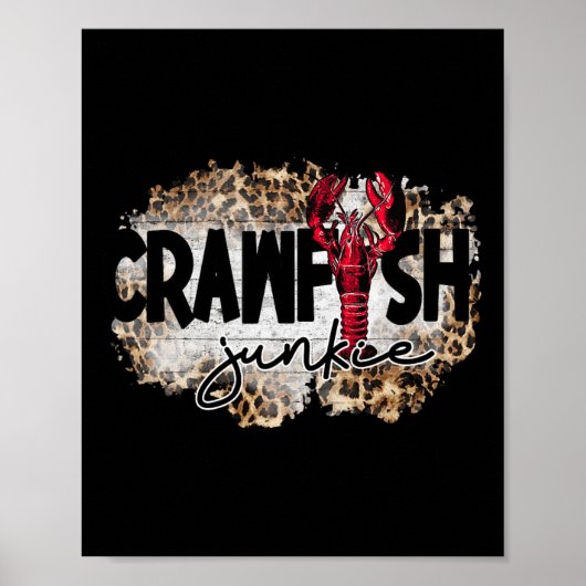 Crawfish Junkie Leopard Cajun Kreeft Voor Mannen V Poster (Voorkant)