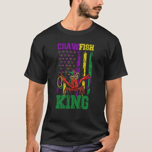 Crawfish King Beads Mardi Gras Flag Dab Kinder Tod T-shirt (Voorkant)
