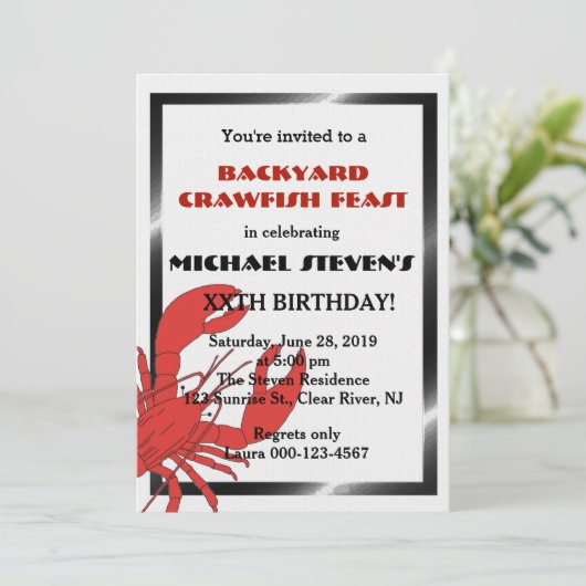 Crawfish/Lobster Boil Birthday Party Invite Kaart (Staand voorkant)