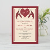 Crawfish Lobsters met Heart Engagement Party Kaart (Staand voorkant)