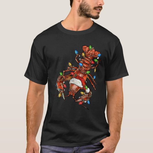 Crawfish Lover Santa Hat Kerstverlichting Familie  T-shirt (Voorkant)