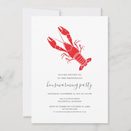 Crawfish Moderne Housewarming Party Aankondiging (Voorkant)