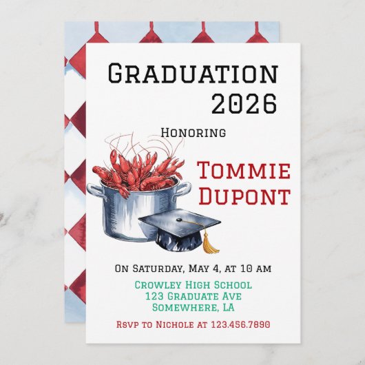 Crawfish & Petten: een gekookt Afstuderen Kaart (Voorkant / Achterkant)