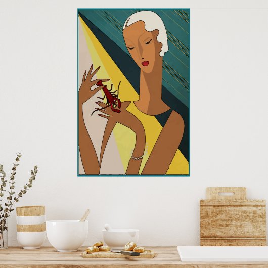 Crawfish Pinch Tail Art Deco Poster (Keuken)
