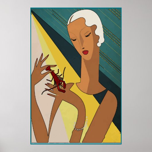 Crawfish Pinch Tail Art Deco Poster (Voorkant)
