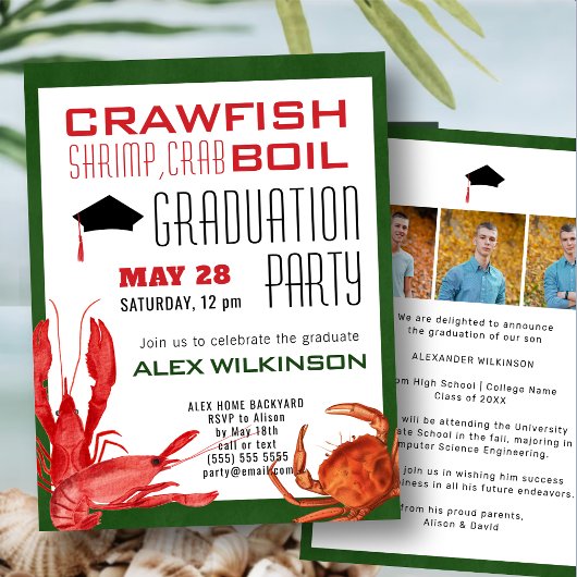 Crawfish Seafood Boil 3 Foto Graduparty Kaart