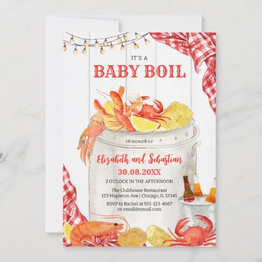 Crawfish Seafood Boil Baby Shower Invitation Kaart (Voorkant)