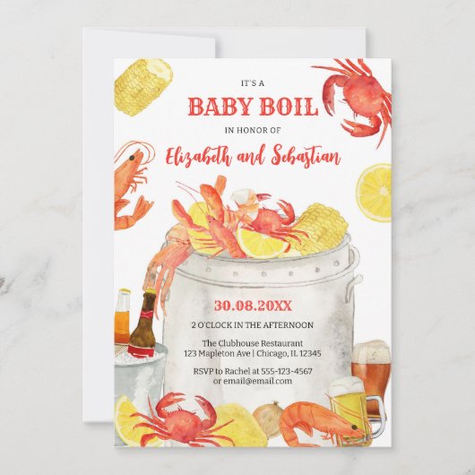 Crawfish Seafood Boil Baby Shower Invitation Kaart (Voorkant)