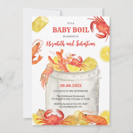 Crawfish Seafood Boil Baby Shower Invitation Kaart (Voorkant)