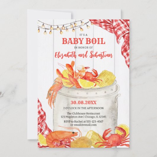 Crawfish Seafood Boil Baby Shower Invitation Kaart (Voorkant)