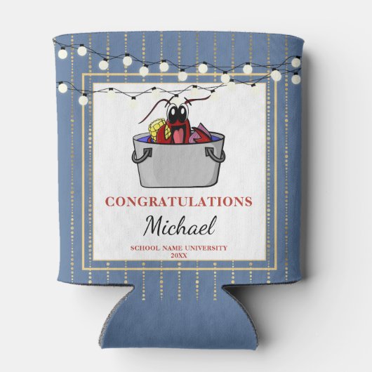 Crawfish Seafood Boil Blue Gold Graduparty Blikjeskoeler (Achterkant)