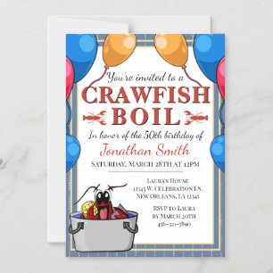 Crawfish Seafood Boil Verjaardag Special Event Magnetische Uitnodiging