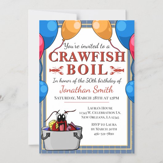 Crawfish Seafood Boil Verjaardag Special Event Magnetische Uitnodiging (Voorkant)
