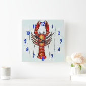 Crawfish Time, Crayfish, Lobster Vierkante Klok (Huis)