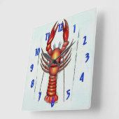 Crawfish Time, Crayfish, Lobster Vierkante Klok (Hoek)