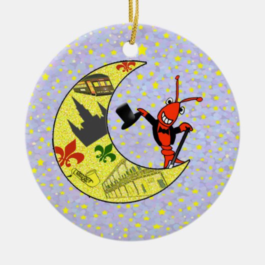Crawfish Top Hat Crescent Moon Keramisch Ornament (Voorkant)