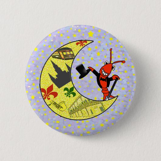 Crawfish Top Hat Crescent Moon Ronde Button 5,7 Cm (Voorkant)