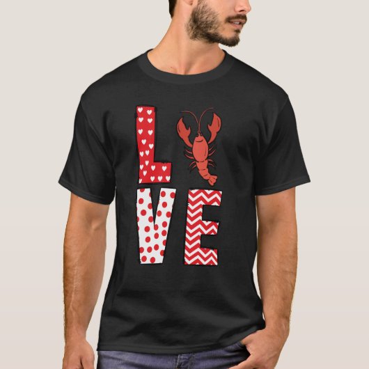 Crawfish Valentines Day Love Valentine Cute Hearts T-shirt (Voorkant)