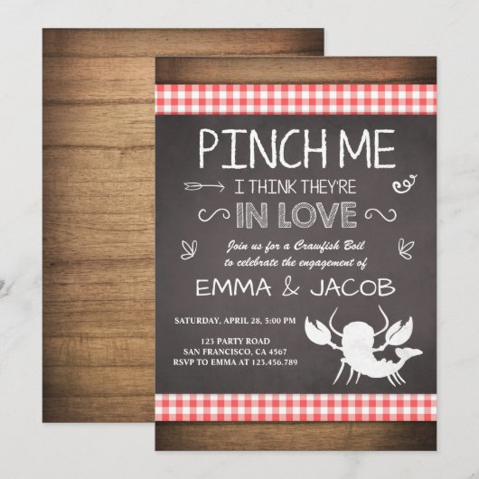 Crawfish verlovingsfeest Koppels douche Vis en zee Kaart (Voorkant / Achterkant)