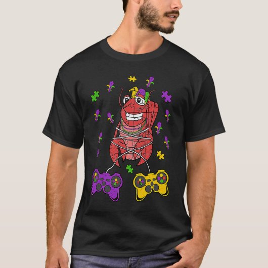 Crawfish Video Game Controller Mardi Gras  Gaming  T-shirt (Voorkant)
