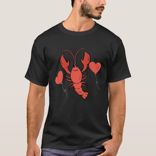 Crawfish With Heart Balloon Valentines Day Love Bo T-shirt (Voorkant)