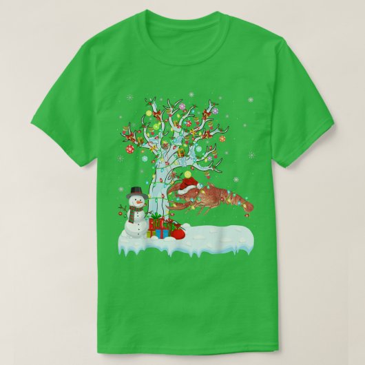 Crawfish Xmas Tree Lighting Santa Hat Crawfish Chr T-shirt (Design voorkant)