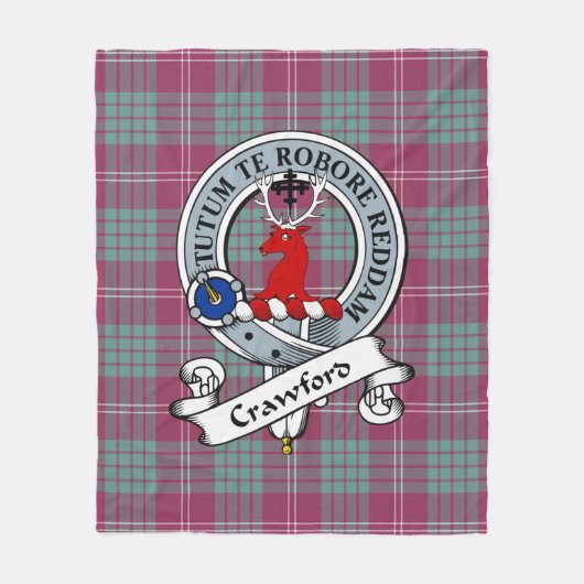 Crawford Ancient Clan Badge Tartan Pset Fleece Deken (Voorkant)