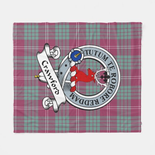 Crawford Ancient Clan Badge Tartan Pset Fleece Deken (Voorkant (Horizontaal))
