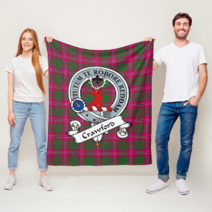 Crawford Clan Badge Schotse ruit Plaid Fleece Deken