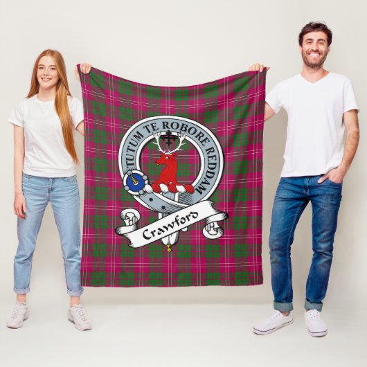 Crawford Clan Badge Schotse ruit Plaid Fleece Deken (In situ)
