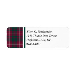 Crawford Clan Donkerrode Schotse Tartan Etiket