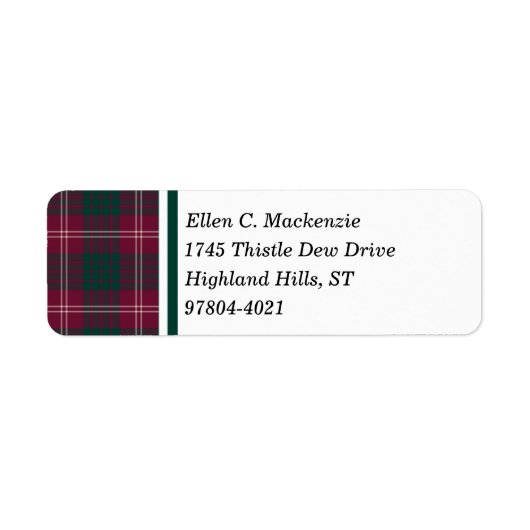 Crawford Clan Donkerrode Schotse Tartan Etiket (Voorkant)