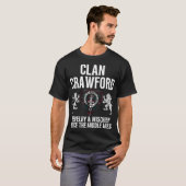 Crawford Clan Scottish Name Coat of Arms Tartan Fa T-shirt (Voorkant volledig)
