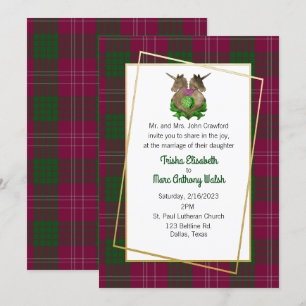 Crawford Clan Scottish Symbols Wedding Invitation Kaart