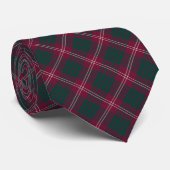 Crawford Clan Tartan Donkerrood en Groen Plaid Stropdas (Opgerold)