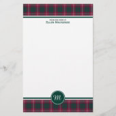 Crawford Clan Tartan Maroon Plaid Monogram Briefpapier (Voorkant)